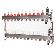 Коллектор Royal Thermo нерж. в сборе с расходомерами 1quot; ВР-3/4quot; НР с автомат.воздухоотвод-ми 11 вых.