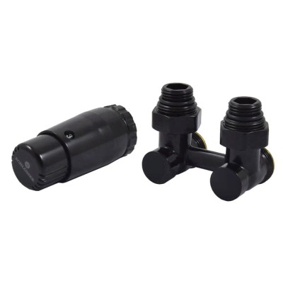 Комплект узла нижнего подкл SCHLOSSER угловой STANDARD 3/4quot; (Ral 9005) с термогол. М30х1,5, ниппеля 1/2quot;Х3/4quot;
