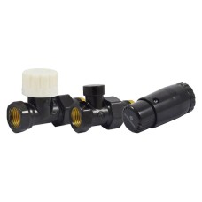 Комплект подключения SCHLOSSER STANDARD MINI 1/2quot; прямой, Ral 9005, с термоголовкой MINI М30х1,5