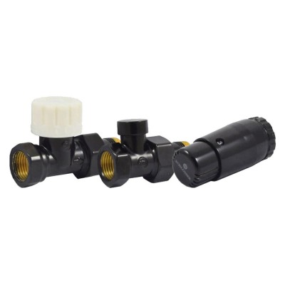 Комплект подключения SCHLOSSER STANDARD MINI 1/2quot; прямой, Ral 9005, с термоголовкой MINI М30х1,5