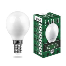 Лампа светодиодная Saffit SBG4507 шар E14 7W 6400K 55123