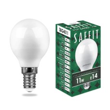 Лампа светодиодная Saffit SBG4511 шар E14 11W 6400K 55140