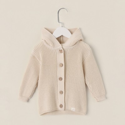 Кардиган вязаный с капюшоном SL Home, р.80-86 см, молочный