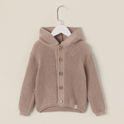 Кардиган вязаный с капюшоном SL Home, р.80-86 см, песочный