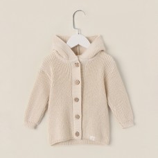 Кардиган вязаный с капюшоном SL Home, р.86-92 см, молочный