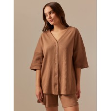 Костюм домашний женский (рубашка и шорты) SL HOME р. XL, кофейный