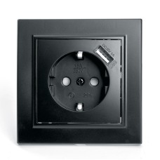 Розетка 1-местная с USB Stekker PST16-9011-03 с защитной шторкой 39480