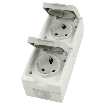 Розетка двухместная с крышкой с/з Stekker Велена PST16-22-54V 49737