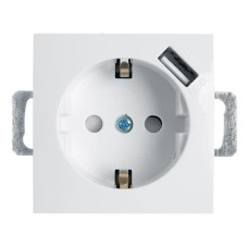 Розетка Stekker Эрна c/з 16A 250V с защитной шторкой и с USB белый PST16-9111-01 39318