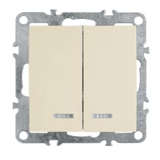 Выключатель двухклавишный Stekker Эрна с подсветкой слоновая кость PSW10-9102-02 39321