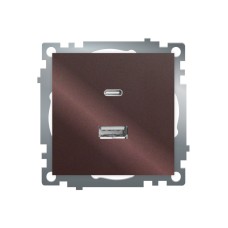 Розетка 2-местная USB + type C Stekker Катрин GLS10-7116-04 50057