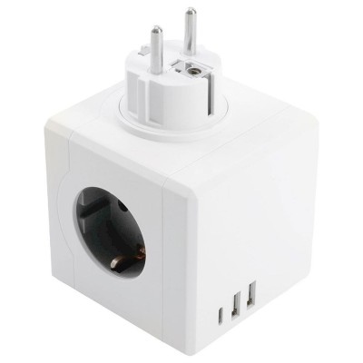  Разветвитель сетевой 3-местный с/з STEKKER ADP16-23-21, 250V, 16A, ABS пластик, белый