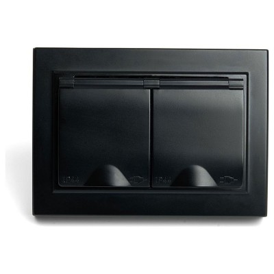 Розетка двойная с заземлением и со шторками, с крышкой Stekker Эрна 49138