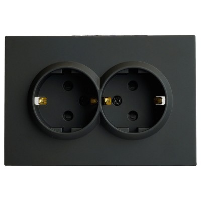 Розетка двойная с заземлением и со шторкой Stekker Эмили 49856