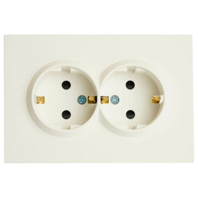 Розетка двойная с заземлением и со шторкой Stekker Эмили 49882