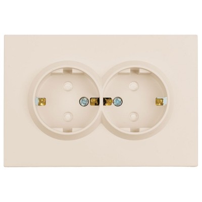 Розетка двойная с заземлением и со шторкой Stekker Эмили 49908