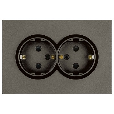 Розетка двойная с заземлением и со шторкой Stekker Эмили 49934