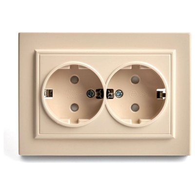 Розетка двойная с заземлением и со шторкой Stekker Эрна 39240