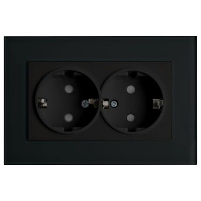 Розетка двойная с заземлением и со шторкой Stekker Эрна 39482