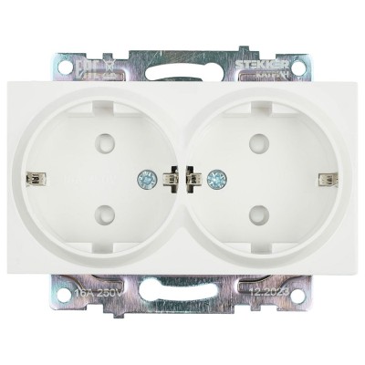 Розетка двойная с заземлением и со шторкой, без рамки Stekker Катрин 39574