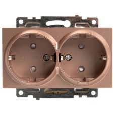 Розетка двойная с заземлением и со шторкой, без рамки Stekker Катрин 39598