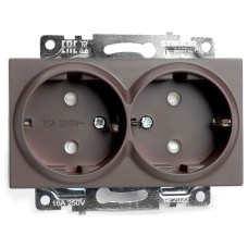 Розетка двойная с заземлением и со шторкой, без рамки Stekker Катрин 49030