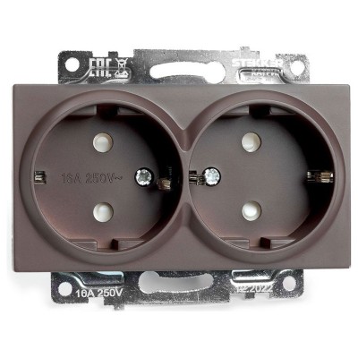 Розетка двойная с заземлением и со шторкой, без рамки Stekker Катрин 49030