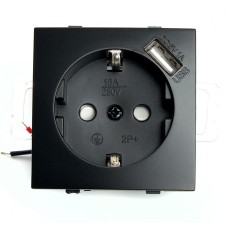 Розетка с заземлением и со шторками и 2хUSB, без рамки Stekker Эрна 49155