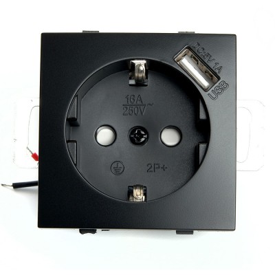 Розетка с заземлением и со шторками и 2хUSB, без рамки Stekker Эрна 49155