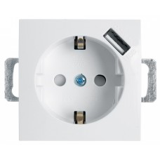 Розетка с заземлением и со шторками и USB, без рамки Stekker PST16-9111 39318