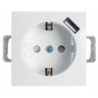 Розетка с заземлением и со шторками и USB, без рамки Stekker PST16-9111 39318