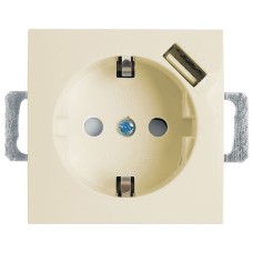 Розетка с заземлением и со шторкой и USB, без рамки Stekker Эрна 39329