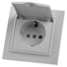 Розетка с заземлением и со шторкой, с крышкой Stekker Эрна 39052