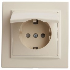 Розетка с заземлением и со шторкой, с крышкой Stekker Эрна 39238