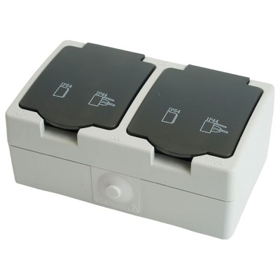 Розетка влагозащищенная с заземлением и крышкой Stekker Велена 32754