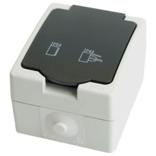 Розетка влагозащищенная с заземлением и крышкой Stekker Велена 32755