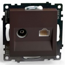 ТВ-розетка и розетка Ethernet RJ-45 без рамки Stekker GLS00-7106-04 49185