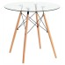  Стол круглый EAMES DSW NEW D=80, стеклянный на дер. Ножках