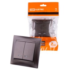 Выключатель двухклавишный с подсветкой Лама TDM Electric SQ1815-0505