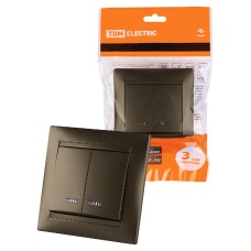 Выключатель двухклавишный с подсветкой Лама TDM Electric SQ1815-0705