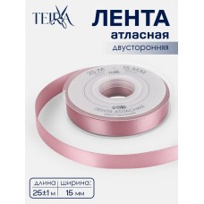 Лента атласная, двухсторонняя, 15 мм, 25±1 м, розовая №165