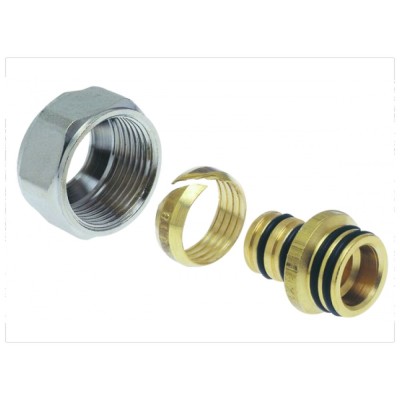 Фитинг обжимной для присоединеня гибких труб d 16 (2,0) к коллектору (MFPN-16(2.0) (TIM)