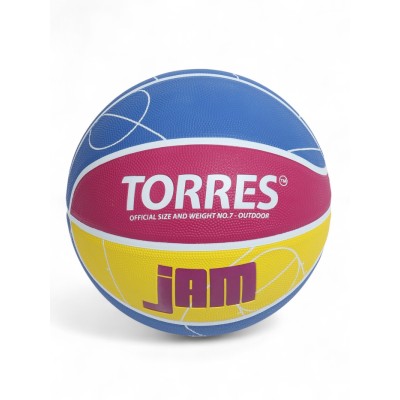 Баскетбольный мяч TORRES Jam, B023127, р. 7, клееный, 8 панелей, резина, бутиловая камера