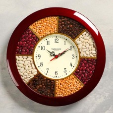 Часы настенные, серия: Кухня, "Специи", d=29 см, плавный ход, бордовый обод