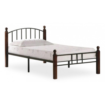  Кровать AT-915 дерево гевея/металл, 90*200 см (Single bed), красный дуб/черный