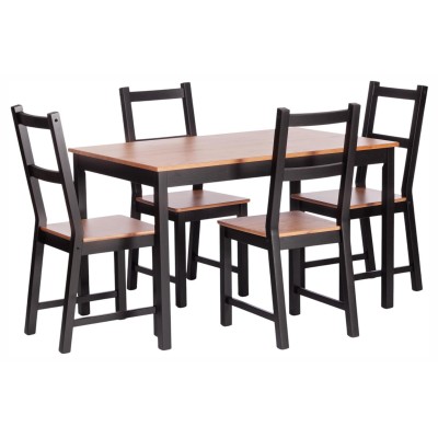 Обеденный комплект Соната (стол + 4 стула) / Sonata dining set массив сосны, стол: 120х75х73см  стул :41х50х95см, антик/чёрный