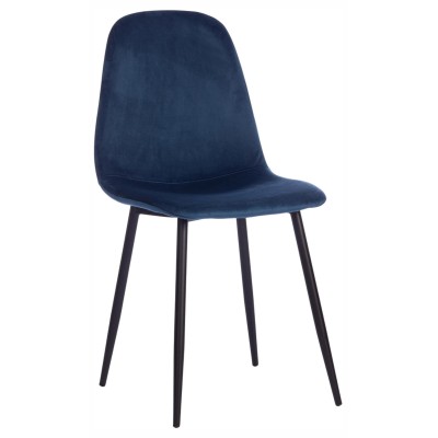  Стул BREEZE (mod. 4724) / 2 шт. в упаковке вельвет/металл, 44 х 53 х 87 см, Blue (синий) HLR63 / черный (Комплект из 2 шт.)