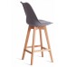  Стул барный TULIP BAR (mod. C1014H-1) пластик/дерево, 42 х 47,5 х 104 см, Grey (серый) 92717 / натуральный (Комплект из 4 шт.)