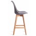 Стул барный TULIP BAR (mod. C1014H-1) пластик/дерево, 42 х 47,5 х 104 см, Grey (серый) 92717 / натуральный (Комплект из 4 шт.)