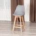  Стул барный TULIP BAR (mod. C1014H-1) пластик/дерево, 42 х 47,5 х 104 см, Grey (серый) 92717 / натуральный (Комплект из 4 шт.)